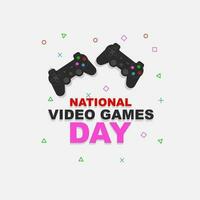 nationell video spel dag. affisch baner design med spel kontrollant på lila bakgrund. vektor illustration design.