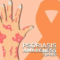 Psoriasis Bewusstsein Monat beobachtete im August. Poster und Banner Design Vorlage. vektor