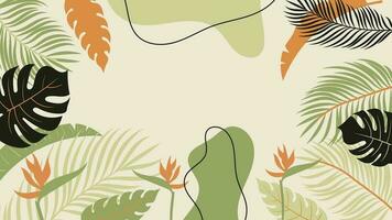 skog tropisk bakgrund vektor illustration. djungel växter, monstera, handflatan löv, banan blad, exotisk sommartid stil. botanisk bakgrund design för dekoration, tapet, produkt presentation.