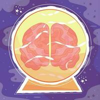 isoliert farbig Kristall Ball mit ein Gehirn Innerhalb Vektor Illustration