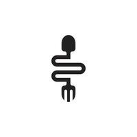 Löffel und Gabel Logo durch Bildung ein Schlange, ein Logo Das ist einfach und einfach zu merken vektor