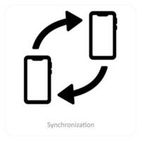 synkronisering och databas ikon begrepp vektor