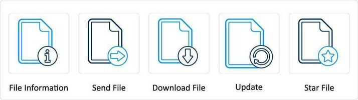 en uppsättning av 5 extra ikoner som fil information, skicka fil, uppdatering vektor