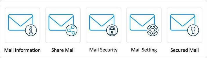 ein einstellen von 5 extra Symbole wie Mail Information, Teilen Post, Mail Sicherheit vektor