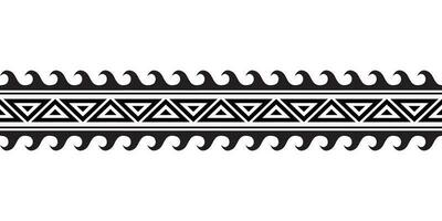 Maori polynesisch tätowieren Armband. Stammes- Ärmel nahtlos Muster Vektor. Samoaner Rand tätowieren Design Vordergrund Arm oder Fuß. Armbinde tätowieren Stamm. Band Stoff nahtlos Ornament isoliert auf Weiß Hintergrund vektor