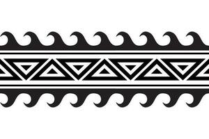 Maori polynesisch tätowieren Armband. Stammes- Ärmel nahtlos Muster Vektor. Samoaner Rand tätowieren Design Vordergrund Arm oder Fuß. Armbinde tätowieren Stamm. Band Stoff nahtlos Ornament isoliert auf Weiß Hintergrund vektor