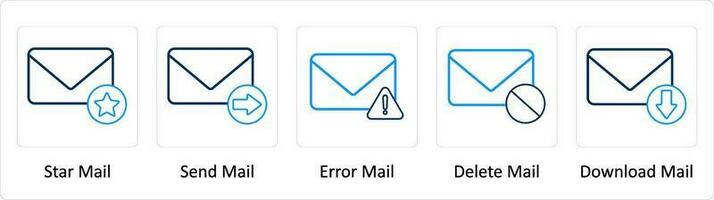 ein einstellen von 5 extra Symbole wie Star Post, senden Post, Error Mail vektor