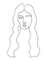 ett linje teckning ansikte. abstrakt kvinna porträtt. frisyr. modern minimalism konst. - vektor illustration