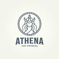 einfach minimalistisch das Göttin griechisch Athena Abzeichen Linie Kunst Symbol Logo Vorlage Vektor Illustration Design. einfach modern griechisch Göttin Frau Emblem Logo Konzept