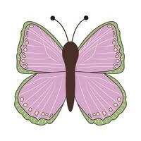 groovig Schmetterling. Boho Sommer- retro Farben Schmetterling Symbol. Hippie psychedelisch Element. vektor