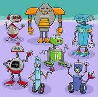 tecknade färgglada robotar och droider karaktärer grupp vektor