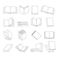 uppsättning av böcker. de bok är papper tryckt litteratur för läsning och studerar. i tecknad serie stil. vektor linje illustration isolerat på vit bakgrund