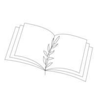 öffnen Buch mit ein Lesezeichen im das bilden von ein Zweig. im Karikatur Stil. Vektor Linie Illustration isoliert auf Weiß Hintergrund