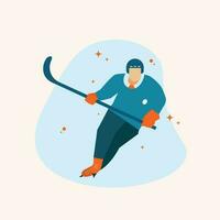 hockey spelare tecknad serie vektor, platt design begrepp vektor