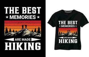de bäst minnen är tillverkad vandring, citat typografi och modern äventyr t-shirt design, resa illustration, vandring typografi t-shirt design vektor