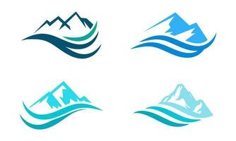 Berg und Wasser einfarbig Logo einstellen geeignet zum Geschäft Logo vektor