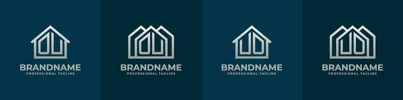 brev ou och uo Hem logotyp uppsättning. lämplig för några företag relaterad till hus, verklig egendom, konstruktion, interiör med ou eller uo initialer. vektor