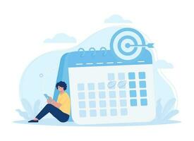 företag mål med kalender begrepp platt illustration vektor