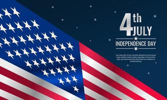 Unabhängigkeitstag-Hintergrundschablone mit amerikanischem Flaggendesign vektor