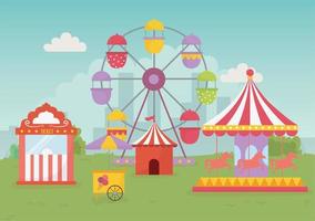 tivoli karnevaltält karusell ballonger pariserhjul rekreation underhållning vektor