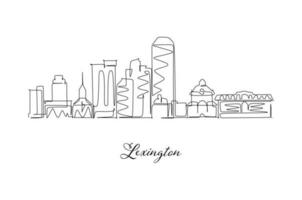 lexington horisont kontinuerlig linje teckning hand dragen stil design för resa och turism begrepp vektor