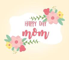 glad mors dag, blommor kronblad lövverk dekoration kort vektor