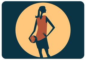 Kvinna Basketspelare Stående Vektor