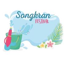 Songkran festival plast vattenpistol hink blommor vektor