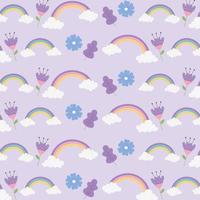 Regenbogen Wolken Blumen Ornament Fantasie Magie Traum niedlichen Cartoon vektor