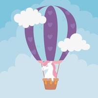 Einhorn Heißluftballon Fantasie Magie Traum niedlichen Cartoon vektor