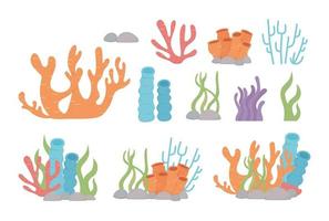 Leben Korallenriff Algen Steine Cartoon unter dem Meer vektor