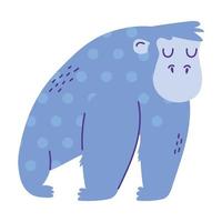 blå gorilla djur tecknad doodle färg vektor