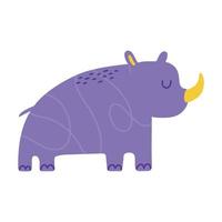 lila noshörning djur tecknad klotter färg vektor