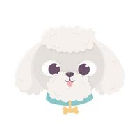 süßes Gesicht Hundepudelhalsband mit Knochen Haustier Cartoon Tier, Haustiere, vektor