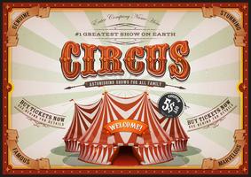 Vintage cirkusaffisch med stor topp vektor