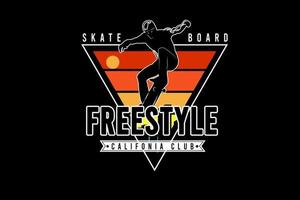 skateboard freestyle california club färg gul grön och orange vektor