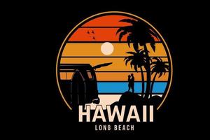 Hawaii Long Beach Farbe Orange Gelb und Blau vektor