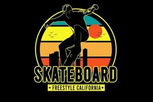 skateboard freestyle kalifornien färg gul grön och orange vektor