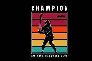 Champion America Baseball Club Farbe Grün Gelb und Rot vektor