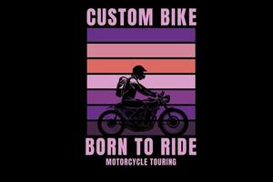 anpassad cykel född för att rida motorcykel touring färg rosa och lila vektor