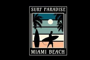 surf paradise miami beach färg grön och grädde vektor