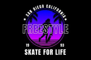 San Diego California Freestyle Skateboard Farbe Blau und Pink vektor