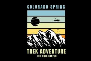 Colorado Spring Trek Abenteuer der Rock Canyon Farbe Hellgrün und Gelb vektor