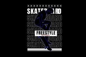 Skateboard Freestyle Kalifornien Farbe Blau und Weiß vektor