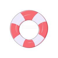 Rettungsring in Rot und Weiß, isoliert auf weißem Hintergrund. aufblasbares Schwimmkreissymbol im Cartoon-Stil mit Schlaganfall, Vektorillustration. vektor