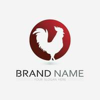kyckling logotyp tupp och höna logotyp för fjäderfän jordbruk djur- logotyp vektor illustration design