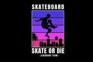 Skateboard legendäre Teamfarbe Orange Creme und Grün vektor