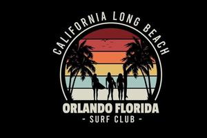 california long beach orlando florida surf club färg röd gul och grädde vektor