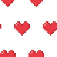 nahtlos retro Muster von pixelig rot Herzen auf ein Weiß Hintergrund vektor