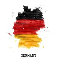 Tyskland flagga akvarellmålning design. landskarta form. idrottslag och tyska enhetsdagskoncept 3 oktober. vektor .